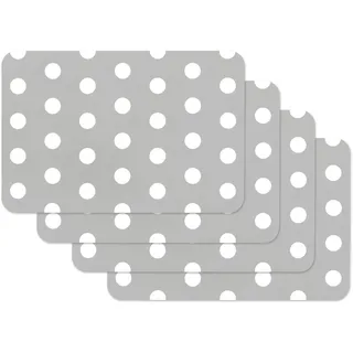Venilia Tischset Grau Punkte Muster, Platzset für Esszimmer, Esstischmatten, Telleruntersetzer, Platzdeckchen, abwischbar, lebensmittelecht, 45 x 30 cm, 4 Stück, 59051