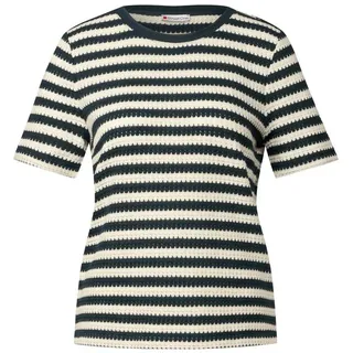 STREET ONE Damen A322898 Strick-Look Streifenshirt, Hunter Green, 38