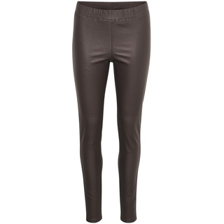 KAFFE Leggings Ada Damen Coated Leggings Slim Fit High Waist Kunstleder Hose Leder Look Java 46