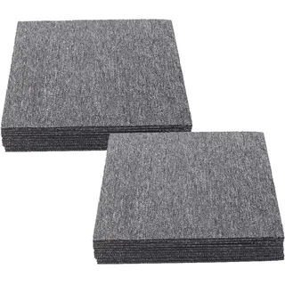 uyoyous 20 Stück Teppichfliesen 50x50cm Strapazierfähig mit Klebepatch für Alle Bereiche Haus Büro Schlafzimmer Anti-Rutsch Dunkelgrau 5m2