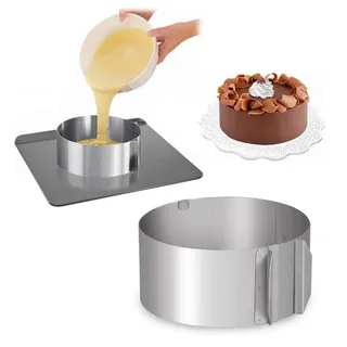 SEIWEI 16cm-30cm Verstellbare Edelstahl-Kuchenringform, Antihaft-auslaufsichere Springform für Küche-Restaurant-Haushalt, ideal für Weihnachten und Geburtstag backen