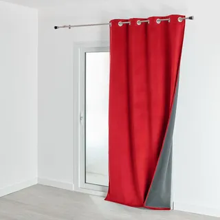 HomeMaison.com Thermo-Verdunkelungsvorhang, Veloursvorhang, gefüttert, Fleece, Rot, 135 x 280 cm, Ösenvorhang, silberfarben, Blickdicht, für Fenster