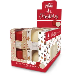 Cereria Di Giorgio - Display mit 6 Kugelkerzen und 6 Wachskerzen - Verschiedene Düfte (North Pole, Holiday, Candy Canes) - Dekoriertes Etui - Pocket Season Weihnachten