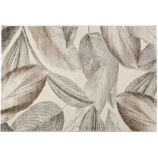 Baroni Home Teppich, Kurzflor, handgewebt, modernes Wohnzimmer, 120 x 170 cm, Foliage Beige