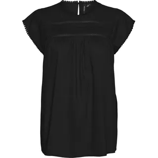 VERO MODA Damen VMDEBBIE Pleat S/L TOP GA NOOS, Schwarz, L