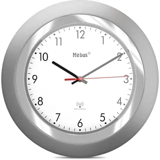 MEBUS Funk-Wanduhr 25,00 cm 19452 silber/weiß