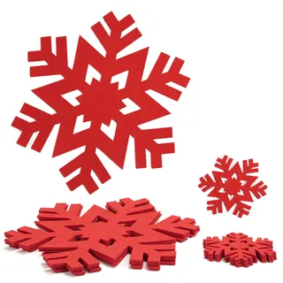 12PCS Tischset Weihnachten, Untersetzer Teller Weihnachtliche Filz-Set, Platzset Weihnachten für 6 Runde Tischsets und 6 Untersetzer, Weihnachtsdeko Tisch filz für Tisch, Küche, Feiertage (Rot)
