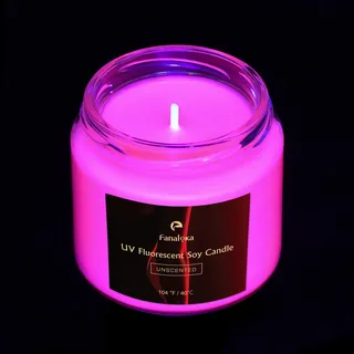 UV-fluoreszierende Sojawachskerzen mit niedriger Temperatur und niedriger Wärme, Wachsspiel für Partys, unparfümiert, 104 °F, 5 oz (rot)