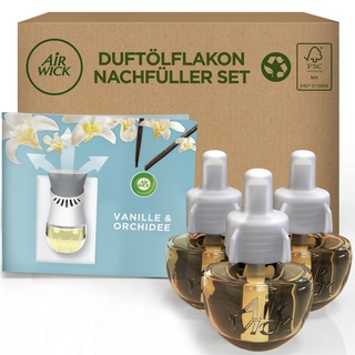 Air Wick Duftölflakon Vorteilspack - Nachfüller Set Vanille & Orchidee – Würzig-blumiger Raumduft mit ätherischen Ölen – 3x19ml Duftöl Set