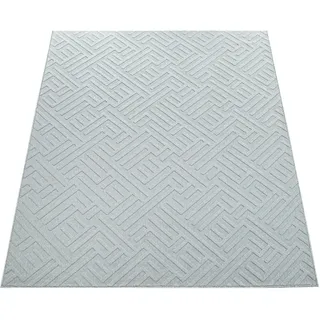 Paco Home Outdoor Indoor Grau Teppich Terrasse Balkon 3D Optik Orient Look Flachgewebe Grösse 80x150 cm - weiß,
