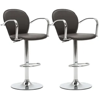 Barhocker mit Armlehne 2 Stk. Braun Kunstleder - Braun