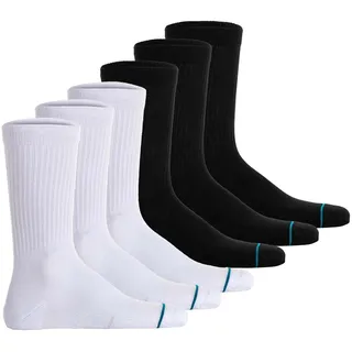 Sneakersocken STANCE "Socken Icon Socken 6er Pack", Damen, Gr. 35-37, bunt (schwarz, weiß), Obermaterial: 76% Baumwolle CO. 19% Polyester PES. 3% Nylon NY. 2% Elasthan EL., Socken Sneakersocken