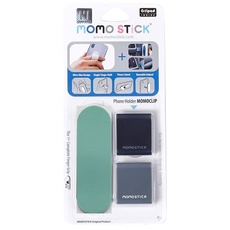 MOMOSTiCK - Das Original! Kombi - Momoclip + Smartphone Fingerhalter - Handy Fingerhalterung Handy Griff - Handy Halterung Handy Ring (Kombi Momostick + Momoclip Matt Serie - Grün