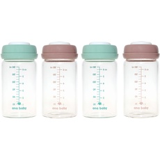 Premium Glasflaschen für Muttermilch, 180 ml, spülmaschinen-, gefrier- und mikrowellengeeignet (Glasflaschen für Muttermilch, 4 x 180 ml)