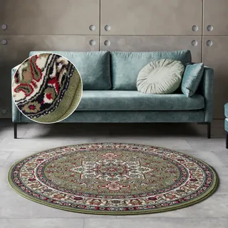 Nouristan Mirkan Orient Teppich Rund Kurzflorteppich Ø 160 cm Grün