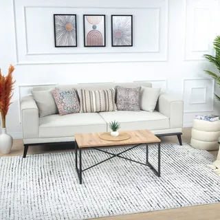 livabliss CAGLIARI Kurzflorteppich 200 x 275 cm Schwarz/Weiß