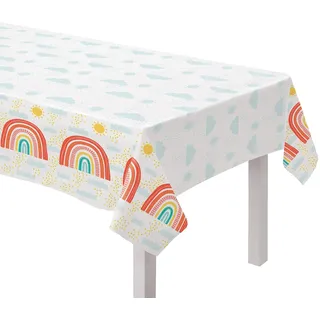 Amscan 9911792 - Papier-Tischdecke Regenbogen, Größe 120 x 180 cm, Tisch-Dekoration, Kinder-Geburtstag, Motto-Party
