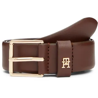 Ledergürtel TOMMY HILFIGER "TH SQUARE 3 cm breit", Damen, Gr. 70, rich walnut, Rindsleder, Gürtel Ledergürtel, mit quadratischer Schnalle, Breite: 3cm