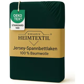 EXKLUSIV HEIMTEXTIL Marke Jersey Spannbettlaken 60 x 120-70 x 140 cm 100% Baumwolle Öko - Tex Zertifiziert, Markenqualität, Matratzenhöhe bis 10 cm, Dunkelgrün