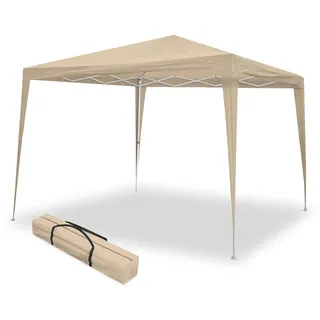 Wasabi Faltpavillon 3x3 m Wasserdicht – Garten Pavillon Stabil – Klappzelt für Garten, Terrasse, Camping und Strand – Schnellaufbau – Mit Tragetasche – Beige