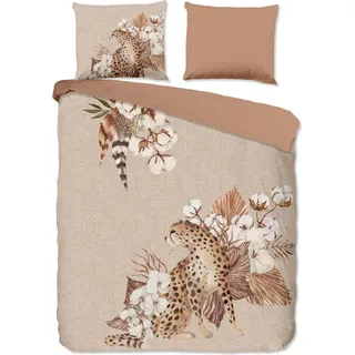Guten Morgen Bettbezug "Tiger und Blumen" - Sand - (240x200/220 cm) - Baumwolle 100% Flanell
