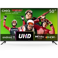 CHIQ 50 Zoll (127 cm) Fernseher,U50H7A,UHD Smart TV,Android 11,WiFi,Bluetooth,Play Store,Dolby Vision, Google Assistant,Chromecast, Netflix,Triple Tuner(DVB-T2/S/S2/C),HDMI2.0, 4K, Schwarz