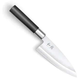 KAI Wasabi Black Deba 10,5 cm Klingenlänge - rostfreier 6A/1K6 Edelstahl poliert 58 (±1) HRC - schwarzer Polypropylen Griff - japanisches Hackmesser - Made in Japan