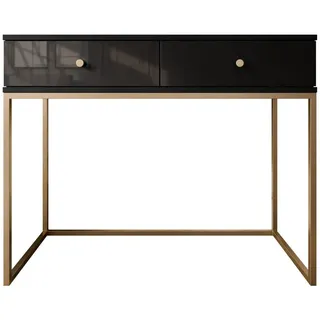 Mirjan24 Schminktisch Esipix mit zwei Schubladen, Elegant (Farbe: Schwarz / Schwarz Hochglanz) - Schwarz