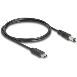 DeLock USB Type-C Stromkabel zu DC 5,5 mm Stecker 1 m Schwarz 85397