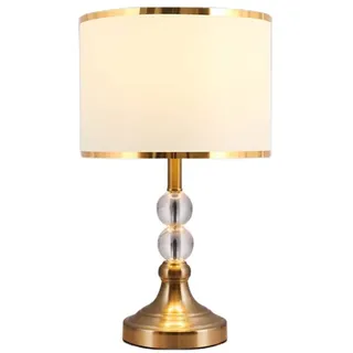 Mengjay Tischlampe Nachttischlampe hoch 47cm Lichtdekoration Tischleuchte mit Stoff Schirm Kristall Metall Lampenfuß für Schlafzimmer Wohnzimmer Schreibtischlampe moderne (Gold)