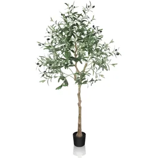 YOLEO Kunstpflanze Olivenbaum 150cm Kunstbaum Künstliche Pflanzen echt aussehend für Innenraum Balon Schlafzimmer Büro Garten Hochzeit Party Deco, 018LVB
