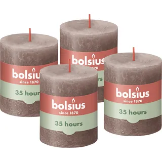 Bolsius Rustik Stumpenkerzen 8 cm 4 St. hellgrau