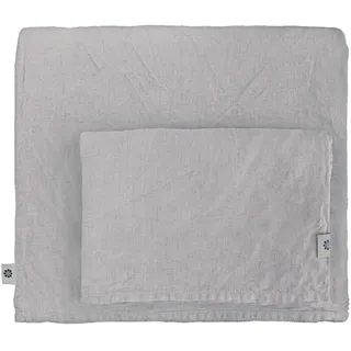 Linen & Cotton Weicher Griff Bettwäsche Set Alicia -100% Leinen Gewaschen, Hellgrau Grau (200 x 200 cm) Bettbezug Bettdeckenbezug Deckenbezug Einfarbig Wendebettwäsche Bett Doppelbett Schlafzimmer