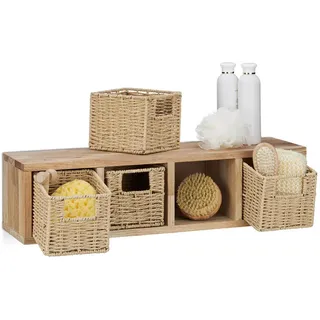 Relaxdays Wandregal , Holz , 61.5x16x18 cm , Wohnzimmer, Regale, Wandregale