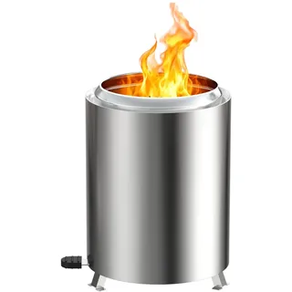 ACXIN Tischkamin Outdoor Edelstahl Rauchfrei Feuerschale Klein 14x14x19,5 cm Tragbarer Feuerkorb mit Windklappe Feuertonne mit Tasche, Pelletkorb Ideal für Balkon Terrasse Garten Deko und BBQ