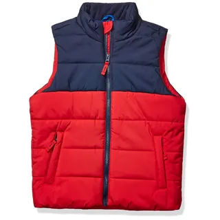 Amazon Essentials Jungen Daunenweste Als Schwere Oberbekleidung, Marineblau Rot Farbblock, 9 Jahre