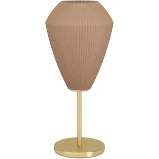 EGLO Tischlampe Caprarola, elegante Nachttischlampe, Tischleuchte aus Metall in Messing und satiniertem Glas in Sandfarben, Tisch-Lampe für Wohnzimmer und Schlafzimmer, E27 Fassung