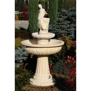 Springbrunnen Garten Teich Brunnen 164cm Steinbrunnen Gartenbrunnen Fontaine Neu - Weiß