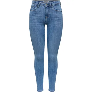Skinny-fit-Jeans ONLY "ONLPOWER MID WAIST PUSH UP ANK DET DNM", Damen, Gr. XS (34), Länge 32, blau (light blau denim), Denim/Jeans, Obermaterial: 92% Baumwolle, 6% Polyester, 2% Elasthan, unifarben, skinny fit knöchellang, Jeans Skinny-fit-Jeans, Baumwollmischung, regular waist, ankle lenght