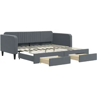 vidaXL Tagesbett Ausziehbar mit Schubladen Dunkelgrau 100x200 cm Samt - Grau
