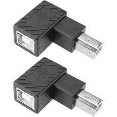 Create idea 2 Stück USB 2.0 Typ-B Druckeradapter 90 Grad Typ-B Stecker auf Buchse Konverter 480 Mbps Datenübertragungsgeschwindigkeit für Druckerscanner (Linker Winkel & Rechter Winkel)