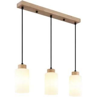 Hängeleuchte , Braun, Opal, Schwarz , Holz, Glas, Textil , 10x120x60 cm , beliebig kürzbar , Lampen & Leuchten, Innenbeleuchtung, Hängeleuchten, Pendelleuchten