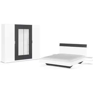Rauch "Monza", mit Drehtürenschrank Breite 226 cm, Bettanlage in 2 Breiten, alpinweiß, graumetallic),