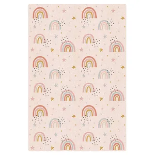 micasia Korkteppich rutschfeste Oberfläche Kinderzimmer Bodenschutz - Naturprodukt - Regenbogen Modern 3,5mm dünne Kork Bodenmatte bunt Kinderteppich trittsichere Matte 3586 (80x120cm)