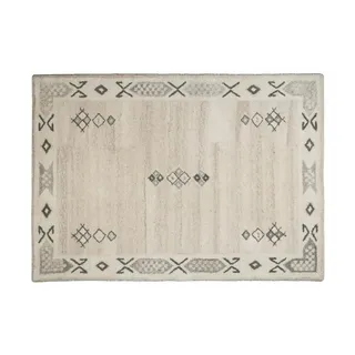 THEKO Royal Berber Wollteppich 90 x 160 cm Beige/Weiß