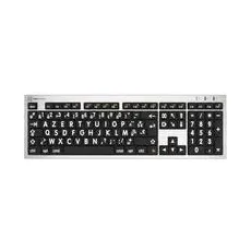 Logickeyboard XL-Print White on Black ALBA fr. (Mac) (FR, Kabelgebunden), Tastatur, Schwarz, Silber