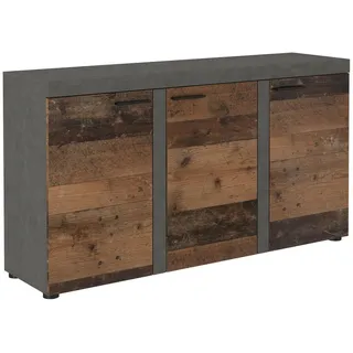 Masseno Sideboard Ritmo 149/82/40 cm mit 3 Türen Hellgrau , Holzwerkstoff , 149x82x40 cm , Kleinmöbel, Kommoden, Sideboards