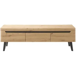 Furn.Design Tv-Lowboard Artisan Eiche schwarz, TV-Unterteil skandinavisch, 160 x 50 cm , Holzwerkstoff , Nachbildung,Eiche , Uni, Holz Optik , 3 Schubladen , 160x50x40 cm , Wohnzimmer, TV Möbel, Lowboards, Lowboards stehend