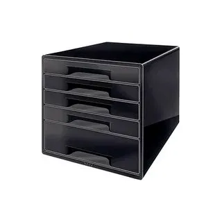 AKTION: LEITZ Schubladenbox CUBE Duo Colour  schwarz/grau 52531095, DIN A4 mit 5 Schubladen, 1 St. mit Prämie nach Registrierung