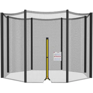 NONMON Sicherheitsnetz Ersatznetz für Trampolin Ø 366 cm 8 Stangen, Schwarz Gartentrampolin Ersatznetz Netz Außenliegend reißfest UV-beständig einfache Montage Eingangstür mit Reißverschluss